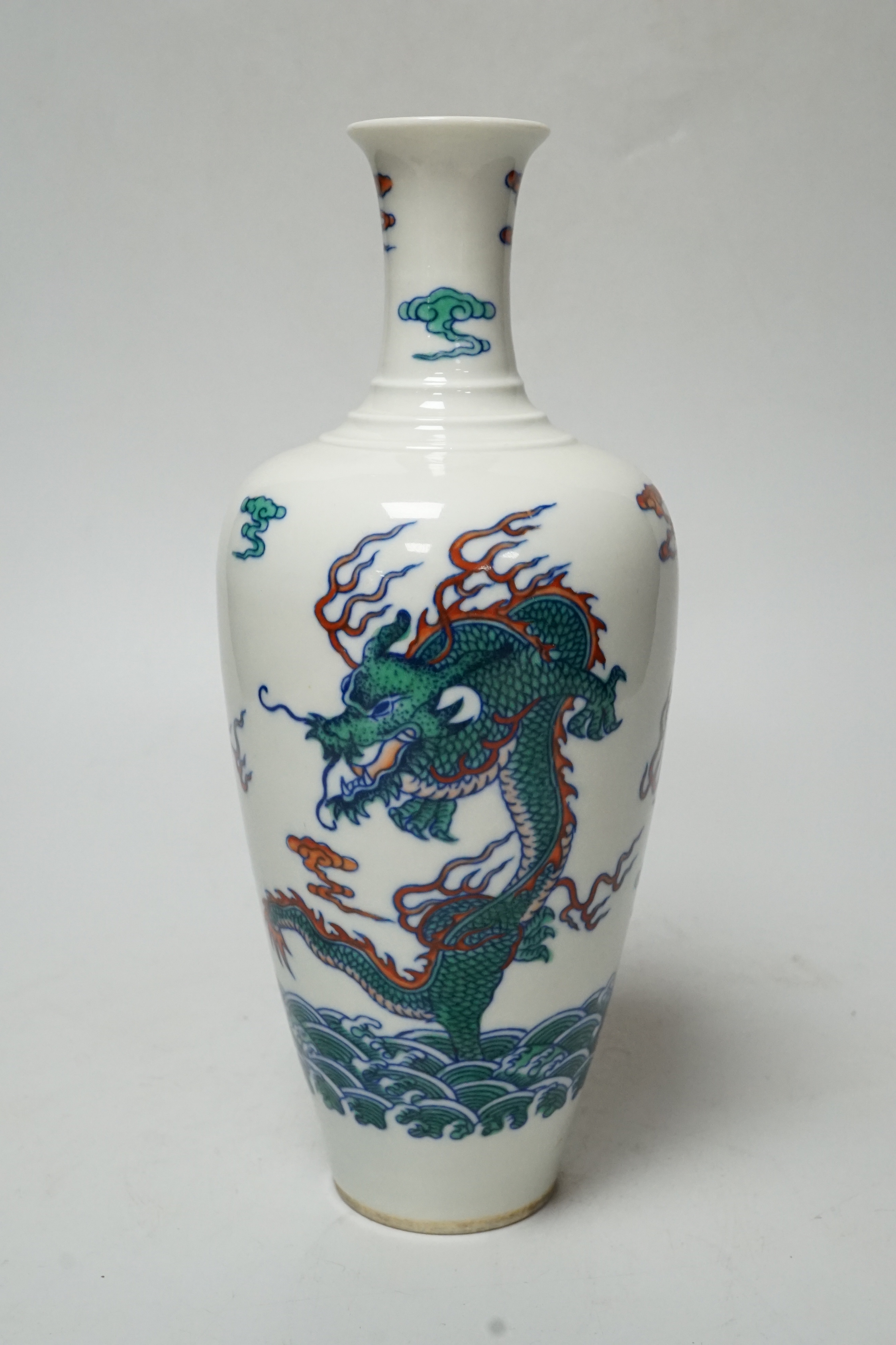 A Chinese ‘dragon’ bottle vase, 23cm